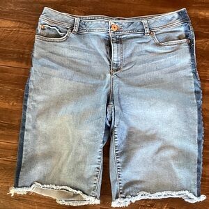 INC International Concepts Light Blue Frayed Denim Shorts